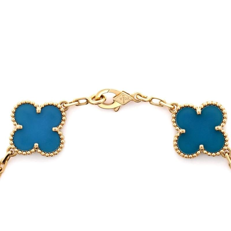 Van Cleef & Arpels Vintage Alhambra 5 Motifs Bracelet 18K Yellow Gold and Agate - 2