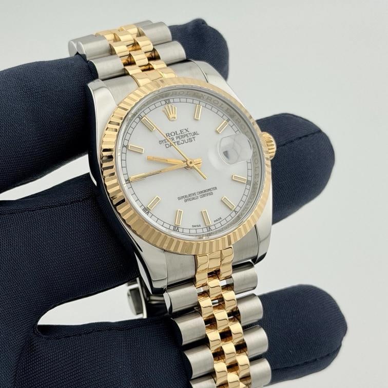 Rolex Datejust 116233 36mm White Dial 18k Yellow Gold Steel Jubilee Box - 2