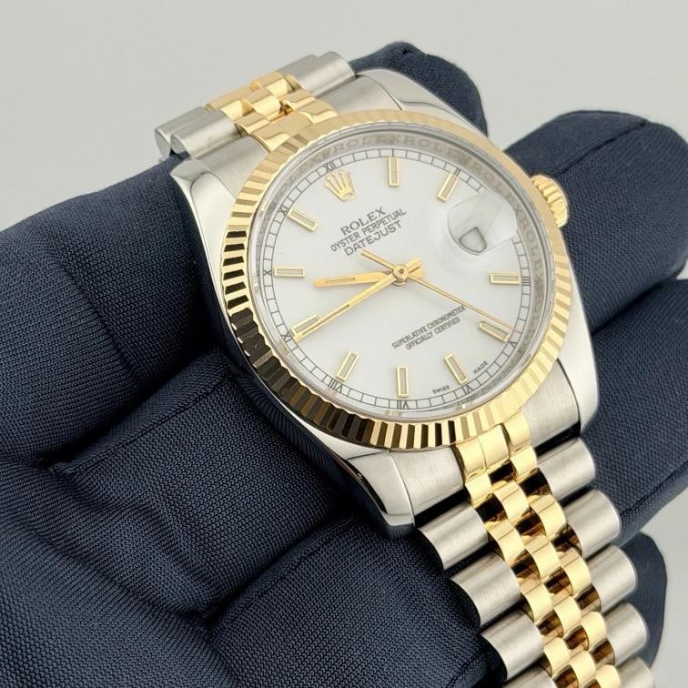 Rolex Datejust 116233 36mm White Dial 18k Yellow Gold Steel Jubilee Box - 3