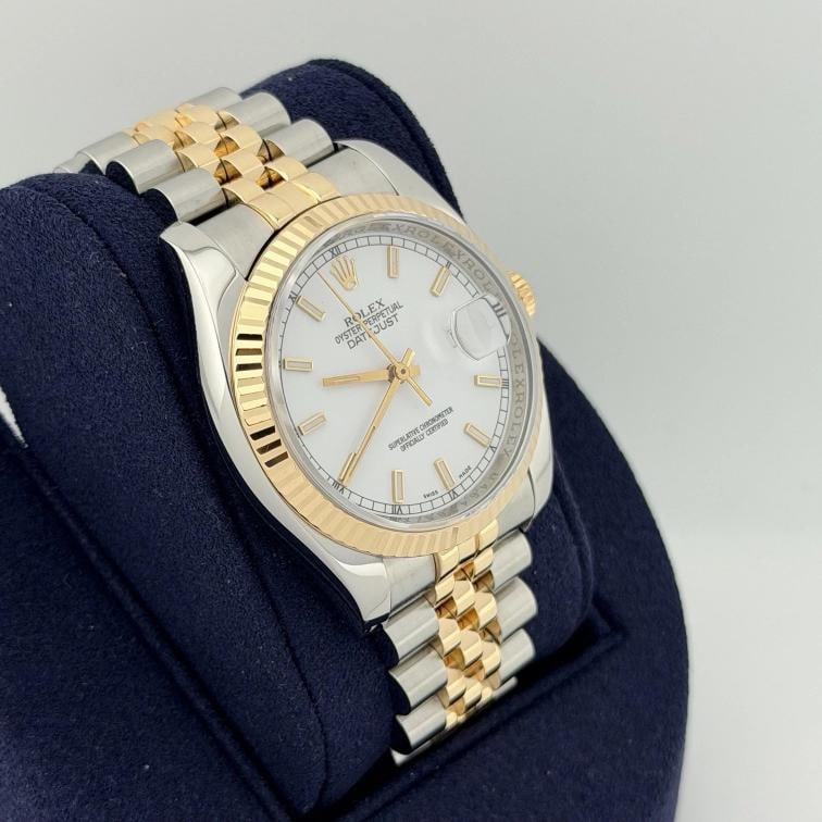 Rolex Datejust 116233 36mm White Dial 18k Yellow Gold Steel Jubilee Box - 7