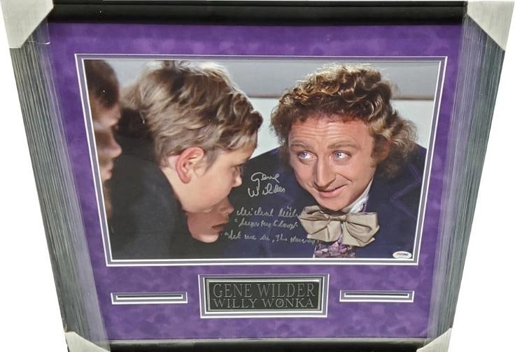 Gene Wilder Signed Auto 11x14 Photo Framed Willy Wonka Chocolate Factory PSA: Photo is also signed and inscribed by Michael Bollner - Augustus Gloop.
