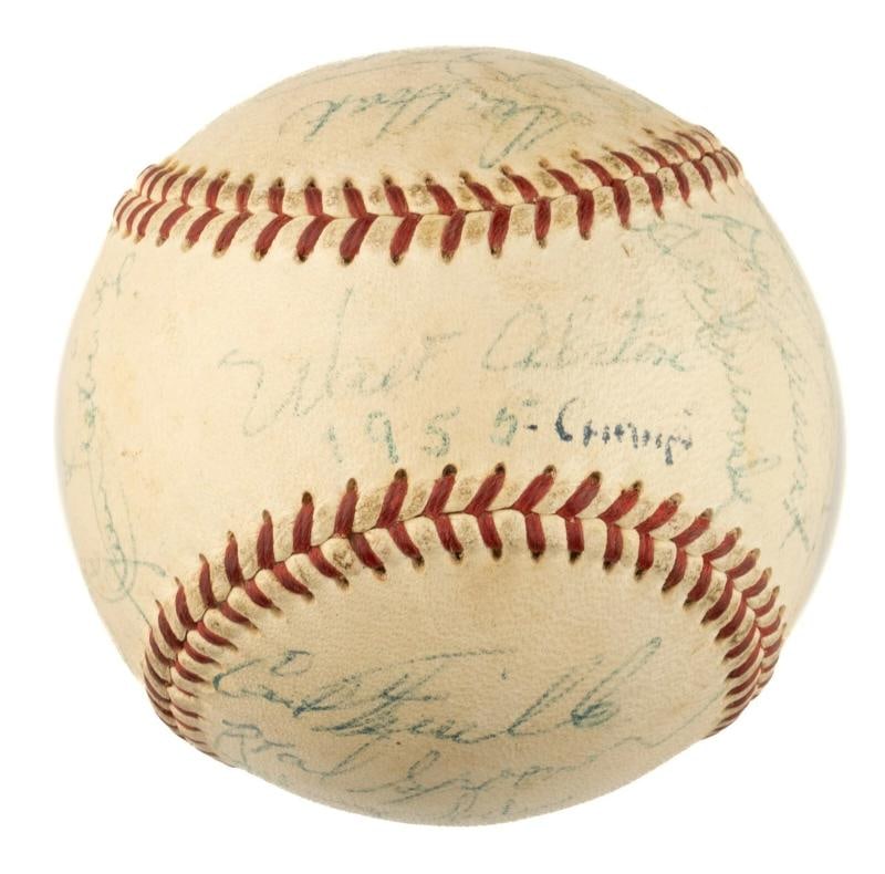 1955 Brooklyn Dodgers World Series Champs Team Signed Baseball - 2