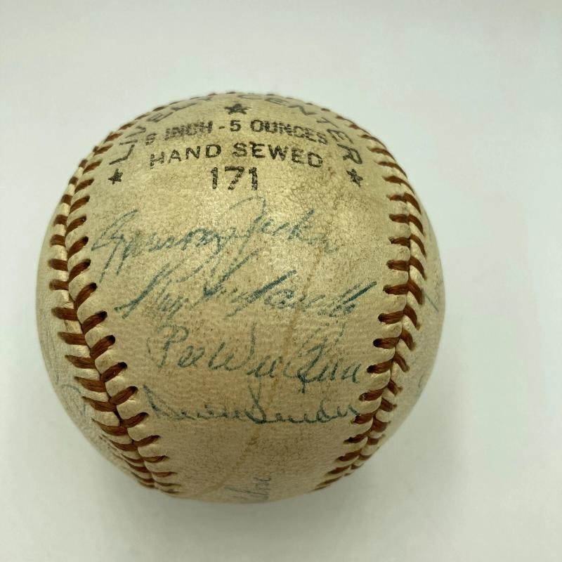 Jackie Robinson 1957 Brooklyn Dodgers Team Signed Baseball JSA COA - 7