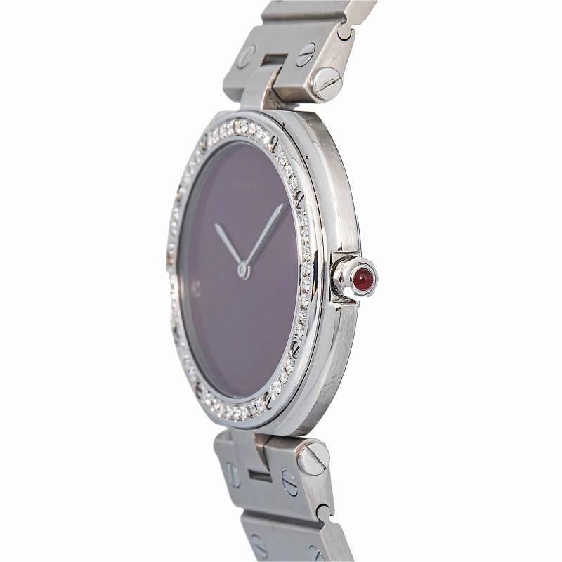Cartier Santos Vendome 8192 SS Diamond Quartz Burgundy Dial Unisex Watch 33mm - 2
