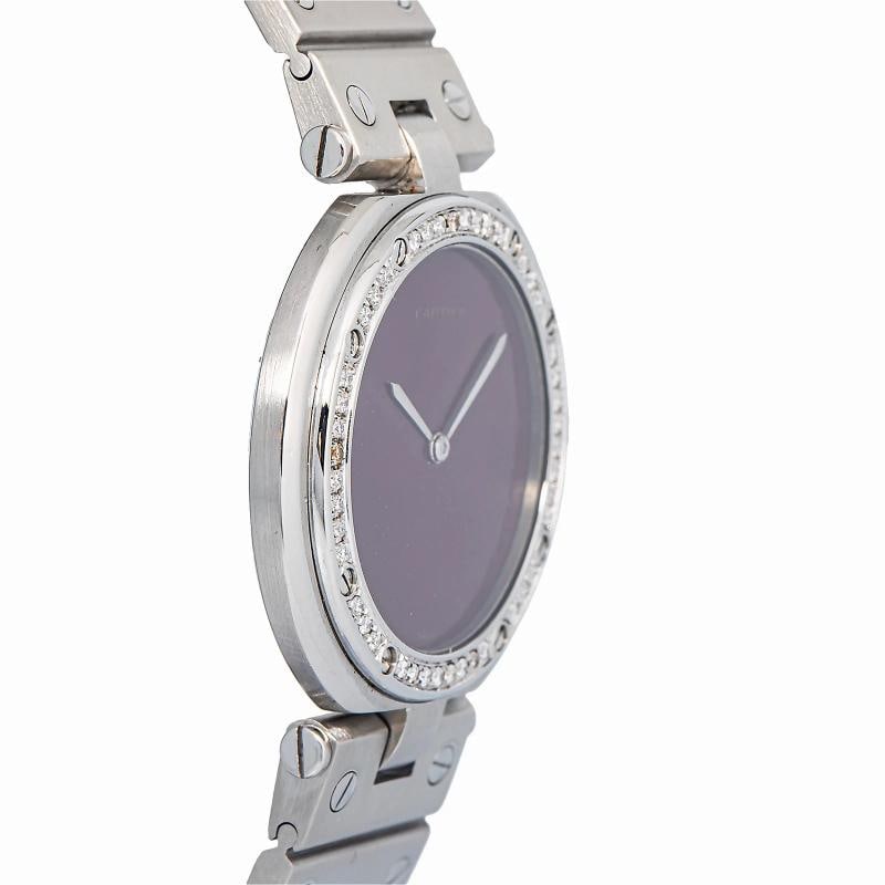Cartier Santos Vendome 8192 SS Diamond Quartz Burgundy Dial Unisex Watch 33mm - 3
