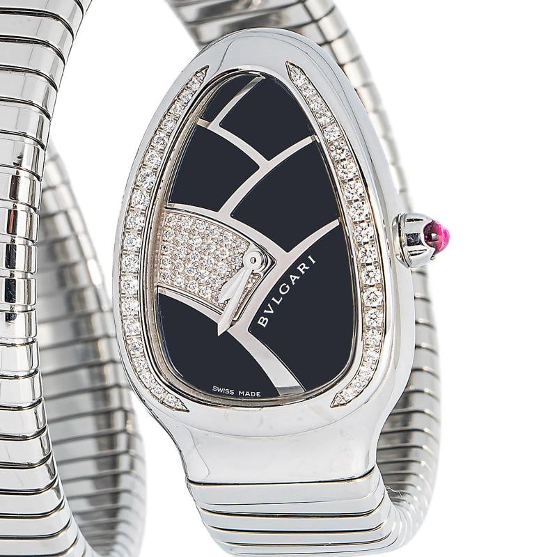Bvlgari Serpenti SP35S SS Quartz Black Dial Women Watch 35mm - 2