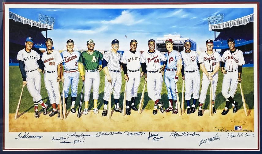 500 Home Run Club Signed Framed 22x38 Lithograph 11 Sigs #483/1000 PSA/DNA - 2