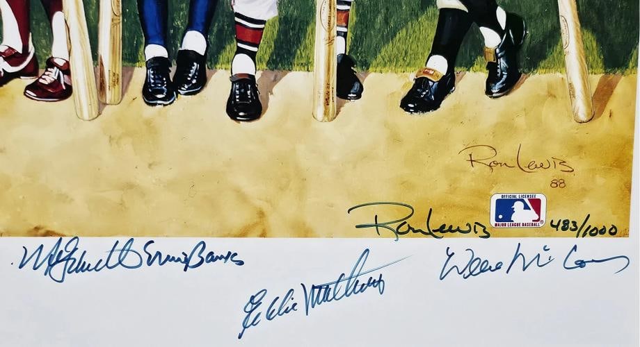 500 Home Run Club Signed Framed 22x38 Lithograph 11 Sigs #483/1000 PSA/DNA - 5