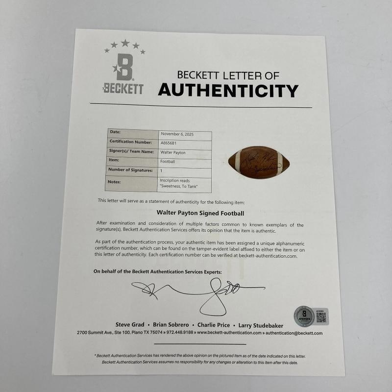 Walter Payton Sweetness Signed Vintage Wilson Football PSA DNA & Beckett COA - 7