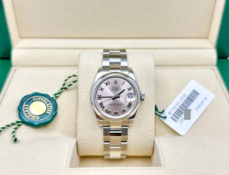 2020 Rolex Datejust Midsize 178240 31mm Pink Roman Dial Steel Box Paper - 2