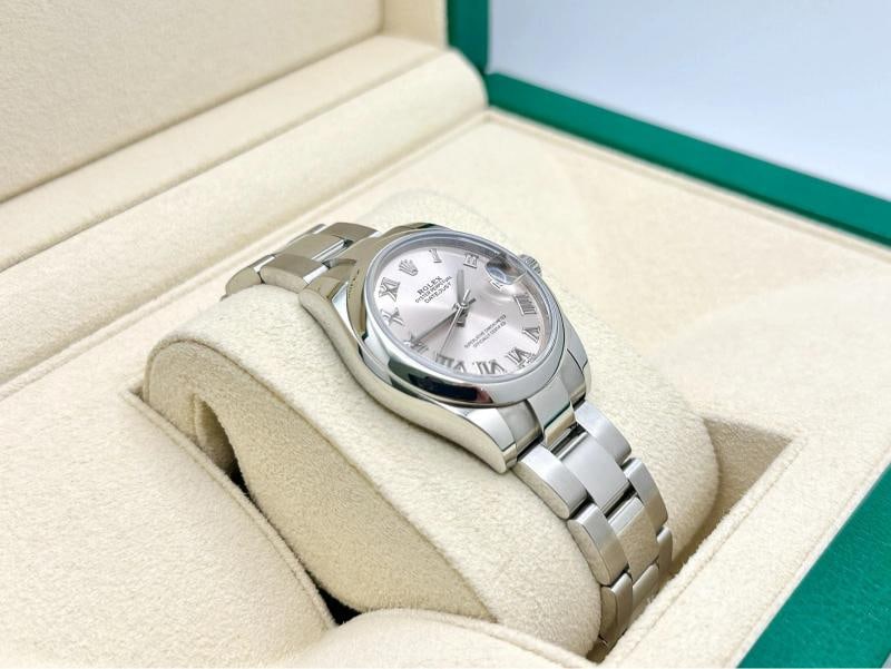 2020 Rolex Datejust Midsize 178240 31mm Pink Roman Dial Steel Box Paper - 4