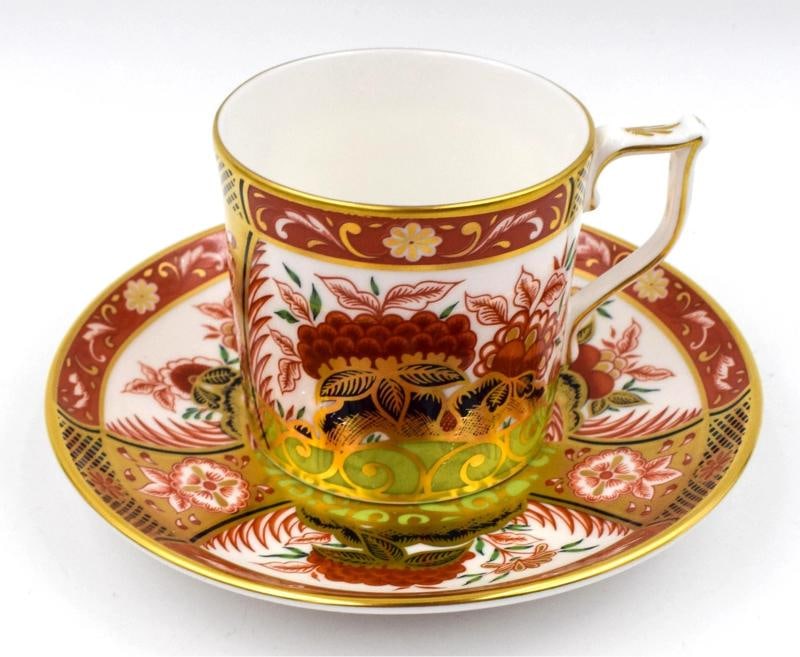 Set of 6 Royal Crown Derby Imari Golden Peony Bone China Coffee Cup & Saucer - 4