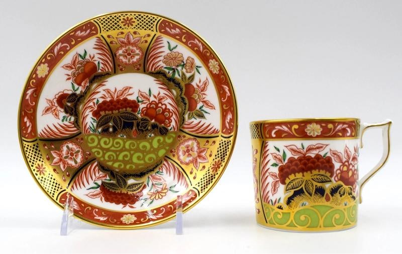 Set of 6 Royal Crown Derby Imari Golden Peony Bone China Coffee Cup & Saucer - 5
