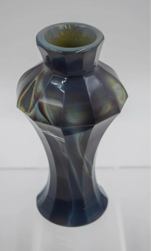 Antique Lithyalin Egerman Facet Vase, Circa 1900: Measures 5 3/4" high.