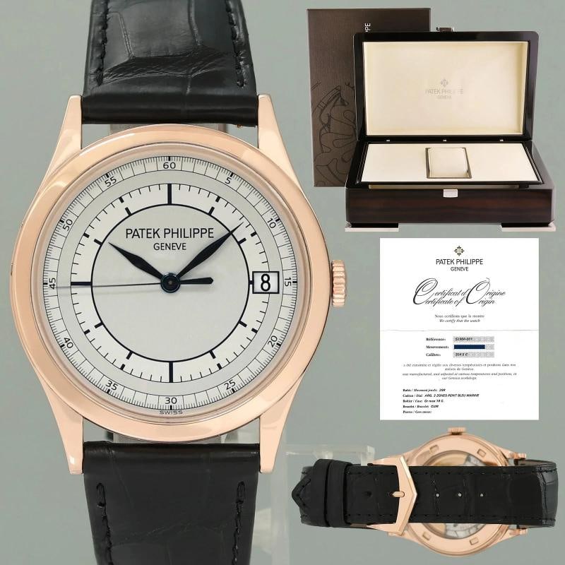 PAPERS MINT Patek Philippe 5296R Rose Gold Calatrava Sector Leather Watch Box (1 of 8)
