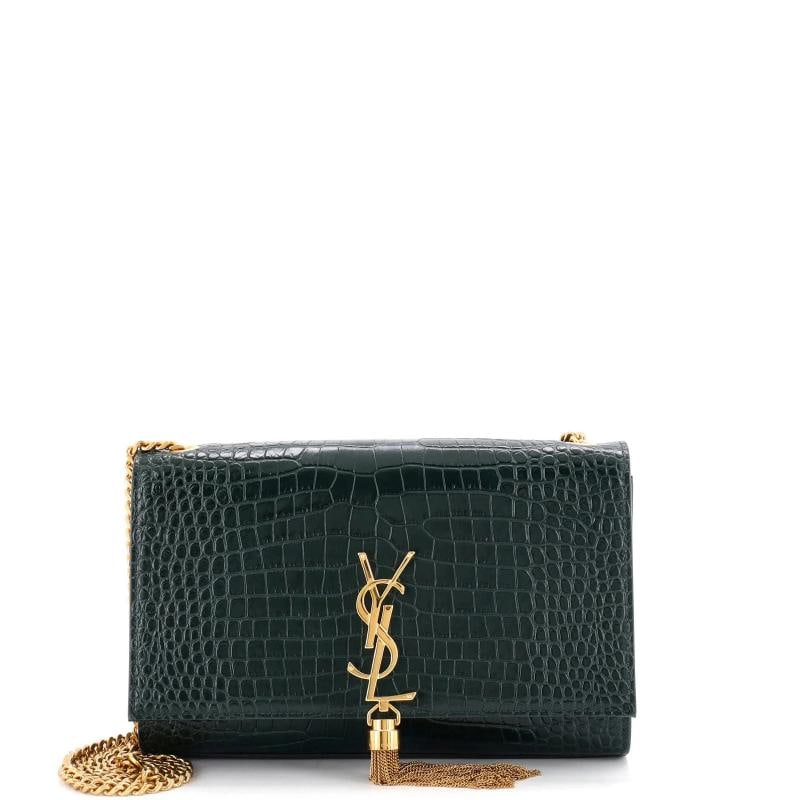 Saint Laurent Classic Monogram Tassel Crossbody Bag Crocodile Embossed Leather (1 of 5)