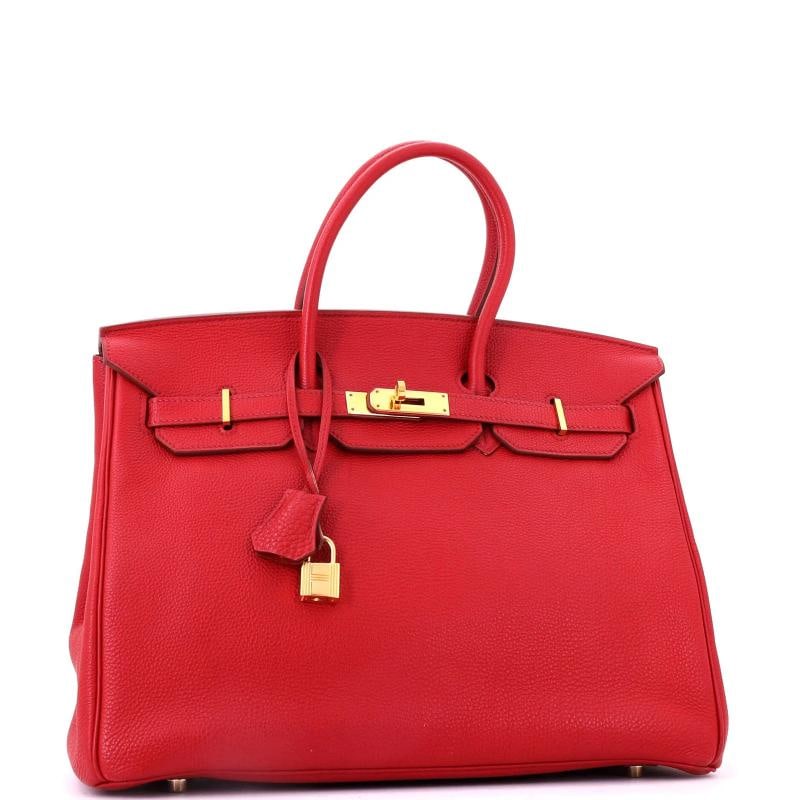 Hermes Birkin Handbag Red Togo with Gold Hardware 35 - 2