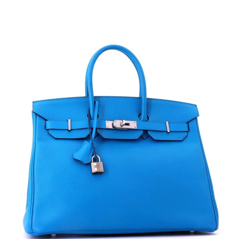 Hermes Birkin Handbag Blue Epsom with Palladium Hardware 35 - 2