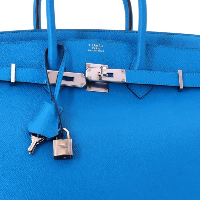 Hermes Birkin Handbag Blue Epsom with Palladium Hardware 35 - 6