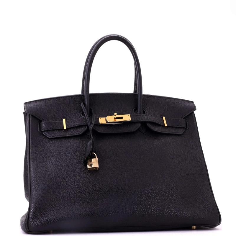 Hermes Birkin Handbag Black Togo with Gold Hardware 35 - 3