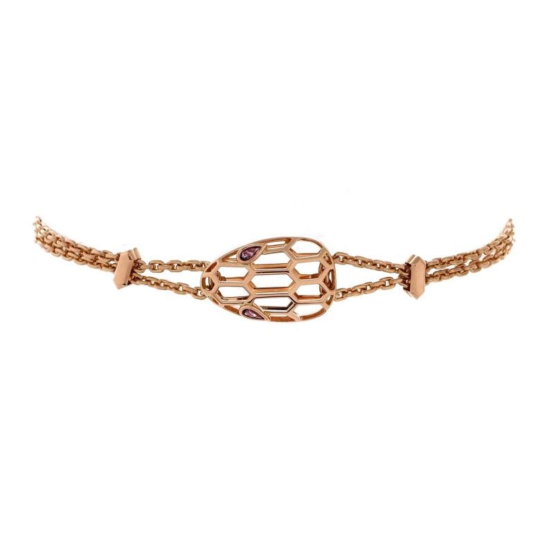 Bvlgari Serpenti Seduttori Chain Bracelet 18K Rose Gold with Amethyst: Bvlgari Serpenti Seduttori Chain Bracelet 18K Rose Gold with Amethyst