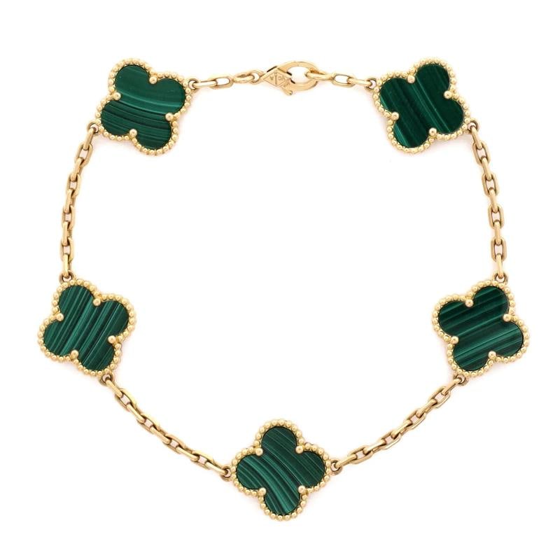 Van Cleef & Arpels Vintage Alhambra 5 Motifs Bracelet 18K Yellow Gold: Measurements: Circumference: 7.50 ", Width: 14.85 mm