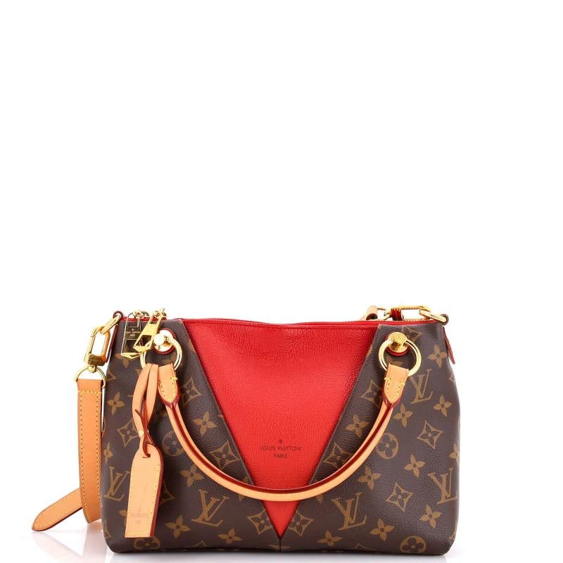 Louis Vuitton V Tote Monogram Canvas and Leather BB: Condition: Pre-owned - Good,Brand: Louis Vuitton,Exterior Material: Leather, Canvas Coated,Style: Totes,Exterior Color: Red,Department: Women,Size: Bb,Accessories: Luggage Tag, With Strap Estimated Re