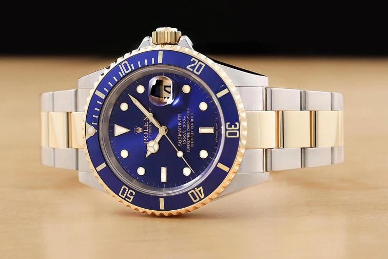 2007 PAPER ROLEX SUBMARINER 16613LB NO HOLES 18K GOLD 40MM STEEL WATCH - 2