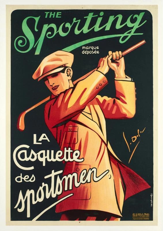 Original Poster - G. Dola - Sporting, Sportsmen Cap - Hat - Cricket - Golf -1930 (1 of 5)