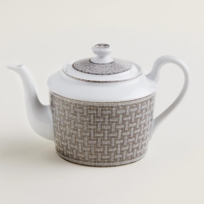 NEW HERMES MOSAIQUE AU 24 PLATINUM TEAPOT #P035018P BRAND NIB FRENCH PORCELAIN - 2