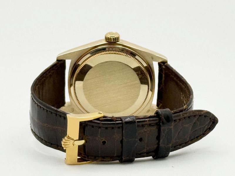 Rolex Datejust 16018 36mm Champagne Dial 18k Yellow Gold Leather Strap - 9