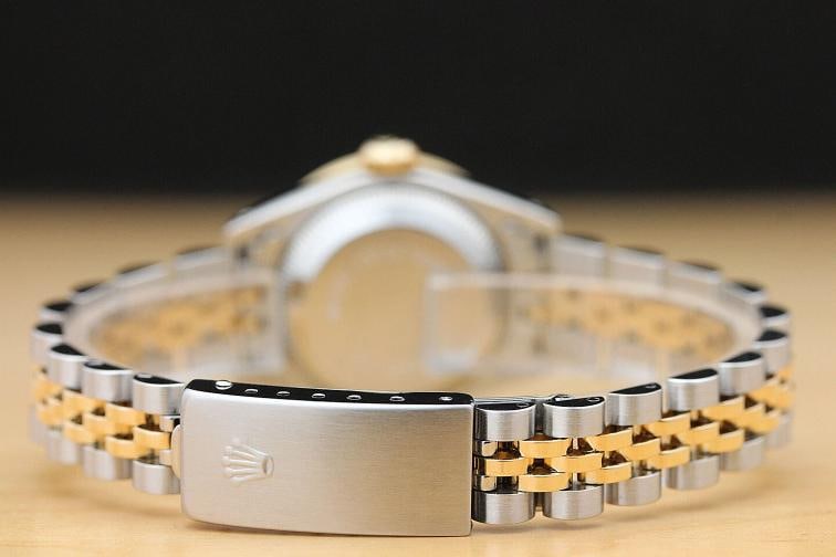 LADIES ROLEX DATEJUST FACTORY DIAMOND DIAL DIAMOND BEZEL LUGS 18K 2-TONE WATCH - 6
