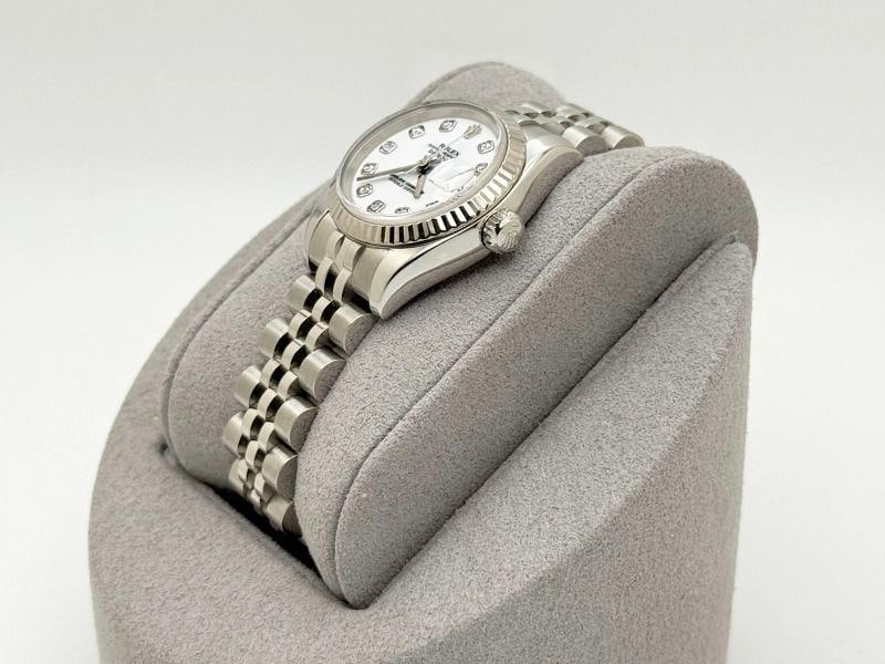 Rolex Ladies Datejust 179174 White Diamond Dial 18k Gold Bezel Steel Jubilee - 5