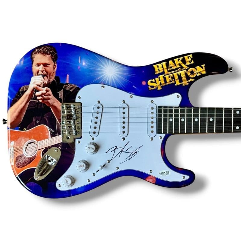 Blake Shelton Signed Guitar Custom Graphics JSA COA Gods Country God Gave Me You: Industry: Music,Signed: Yes,Autograph Authentication: James Spence (JSA),Object Type: Guitar & Guitar Pick,Original/Reproduction: Original,Country of Origin: United States