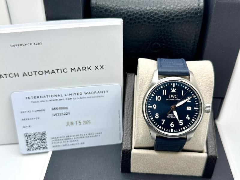 2026 NEW IWC Pilots Watch Mark XX Le Petit Prince IW328221 40mm Blue Dial Steel: Style Number: IW328221 Year: 2026 Model: IWC Pilot's Watch Mark XX Le Petit Prince Case Material: Stainless Steel Band: Blue Rubber Bezel: Stainless Steel Dial: Blue Crystal: Sapphire Case Size: 40mm