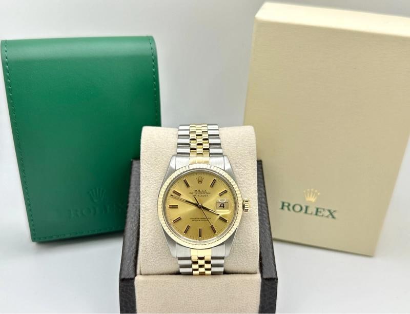 2024 Service Card Rolex Datejust 16013 36mm Champagne Dial 18K Yellow Gold Steel - 2