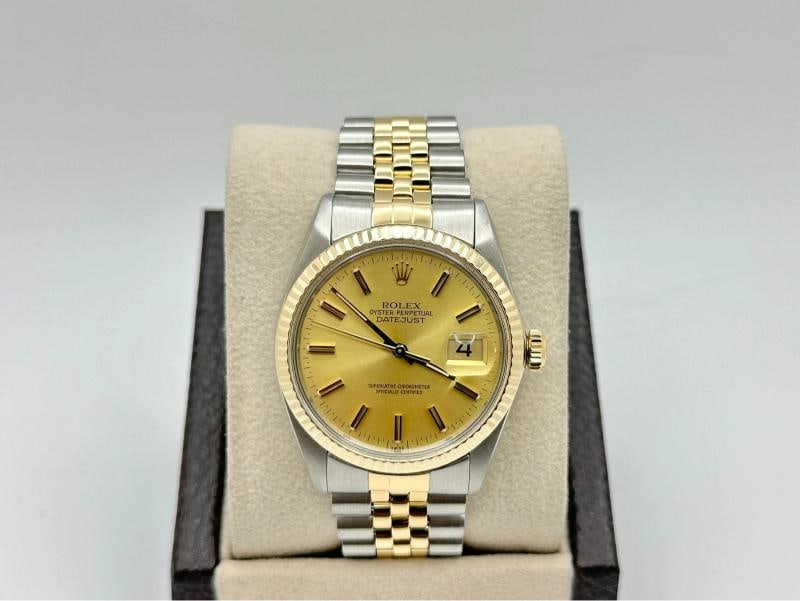 2024 Service Card Rolex Datejust 16013 36mm Champagne Dial 18K Yellow Gold Steel - 3
