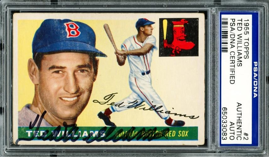 Ted Williams Autographed 1955 Topps Card #2 Boston Red Sox PSA/DNA (1 of 2)