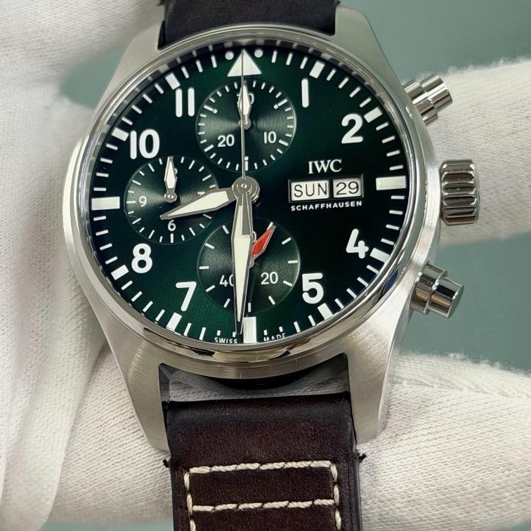 IWC Pilot Chronograph 41 IW388103 41mm Green Dial Stainless Steel Box Paper - 3