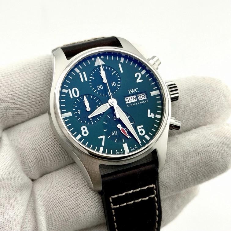 IWC Pilot Chronograph 41 IW388103 41mm Green Dial Stainless Steel Box Paper - 5