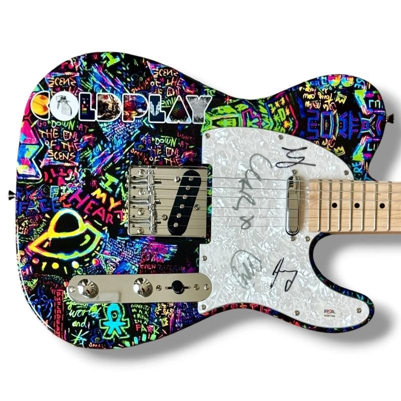 Coldplay Signed Guitar Custom Graphics PSA COA Chris Martin Jonny Guy Will All 4: Industry: Music,Signed: Yes,Autograph Authentication: Professional Sports (PSA/DNA),Object Type: Guitar & Guitar Pick,Original/Reproduction: Original,Country of Origin: United States