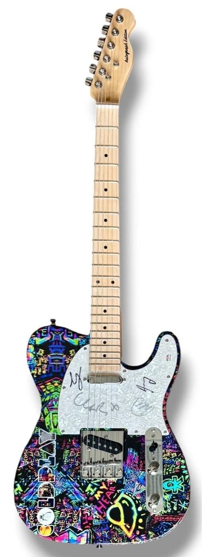 Coldplay Signed Guitar Custom Graphics PSA COA Chris Martin Jonny Guy Will All 4 - 3