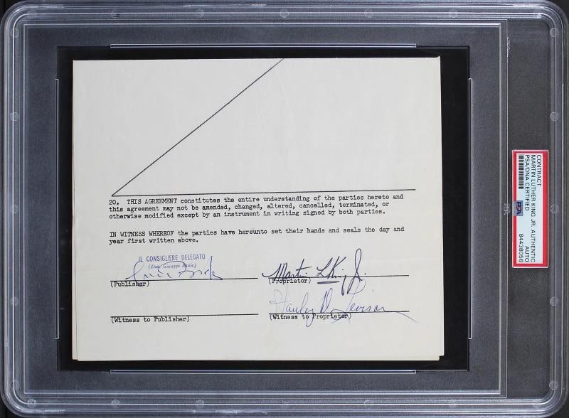 Martin Luther King Jr. Authentic Signed 7x8.5 Partial Contract PSA/DNA Slabbed: Condition: New: A brand-new, unused, unopened, undamaged item (including handmade items). ,Autograph Authentication: PSA,Original/Reproduction: Original,PRODUCT_COA: PSA,PRODUCT_SIGNED_BY_NAME: