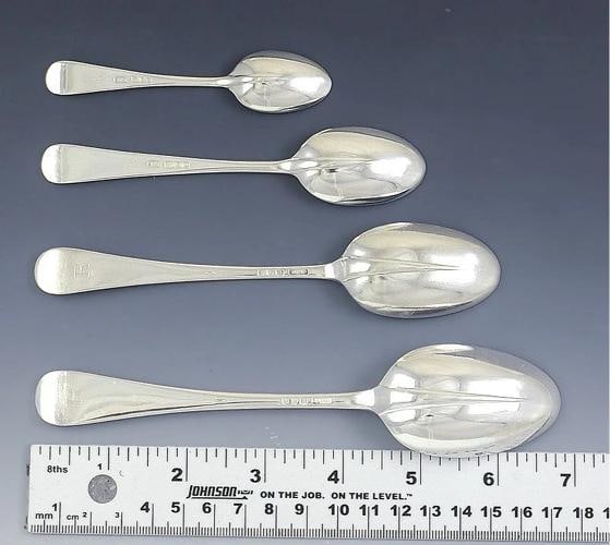 86pc English Sterling Silver Hanoverian Style Rat Tail Flatware Set - 6