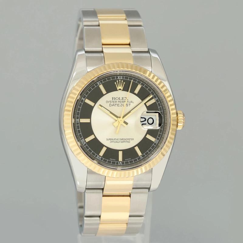 MINT Rolex DateJust Oyster Two Tone Yellow Gold Steel Black Tuxedo 36mm 116233 - 3