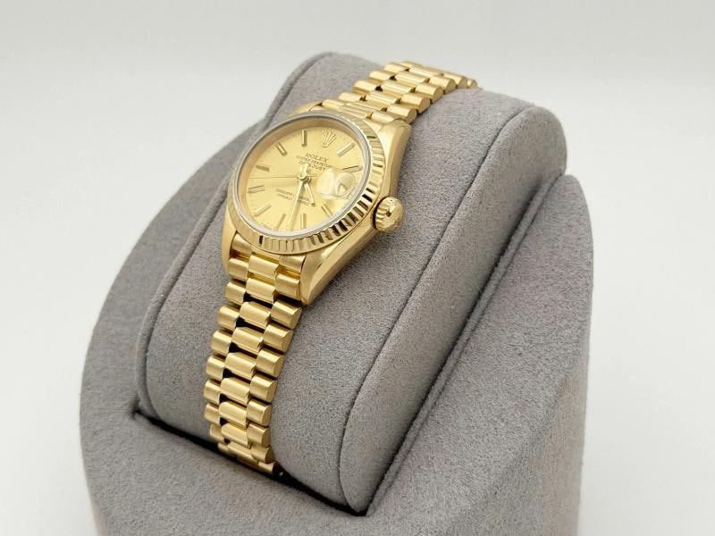 Rolex Ladies President Datejust 69178 Champagne Dial 18K Yellow Gold Box Paper - 12
