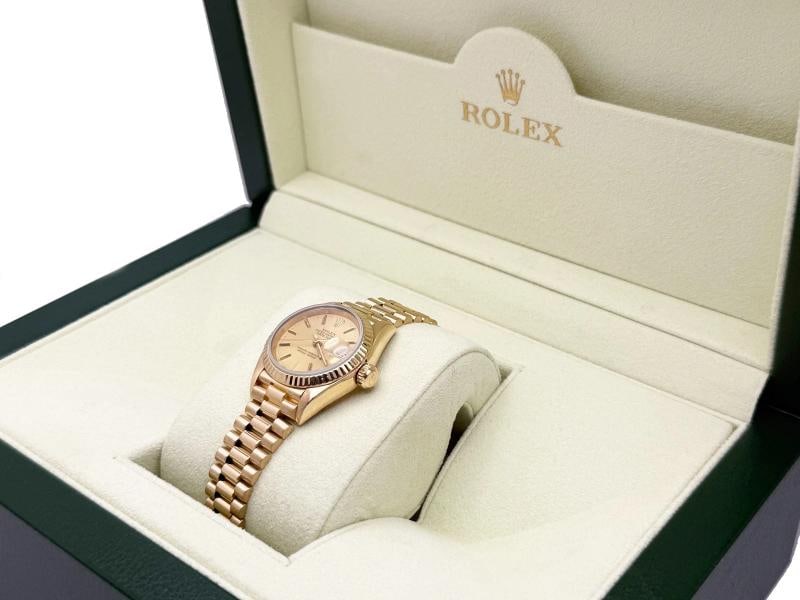 Rolex Ladies President Datejust 69178 Champagne Dial 18K Yellow Gold Box Paper - 4