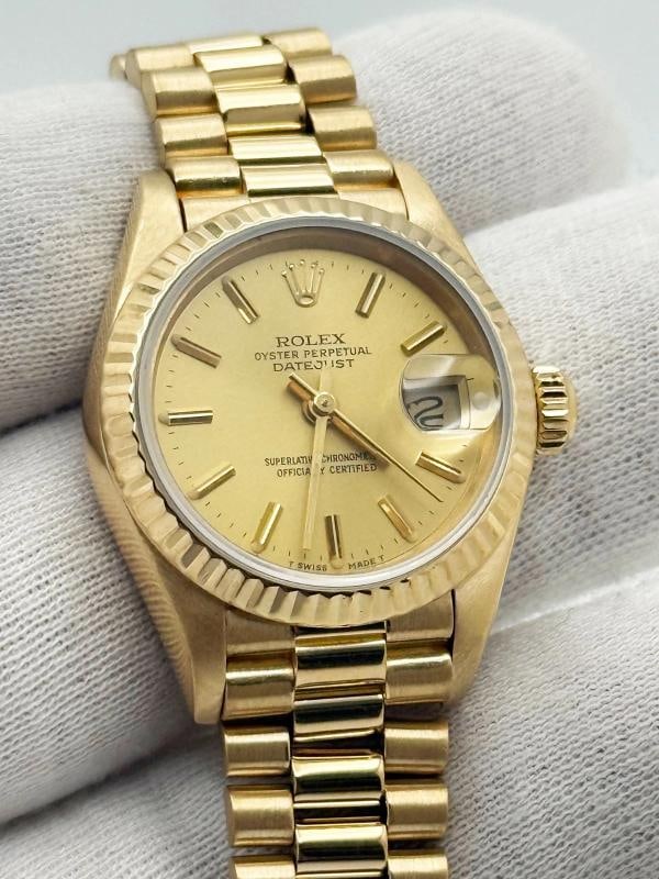 Rolex Ladies President Datejust 69178 Champagne Dial 18K Yellow Gold Box Paper - 7