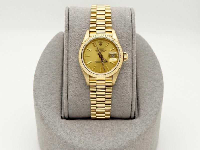 Rolex Ladies President Datejust 69178 Champagne Dial 18K Yellow Gold Box Paper - 8