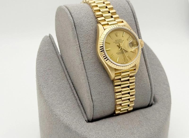 Rolex Ladies President Datejust 69178 Champagne Dial 18K Yellow Gold Box Paper - 9